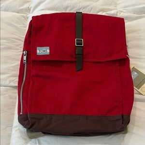 TOMS Trekker Utility Canvas Red and Brown Backpack